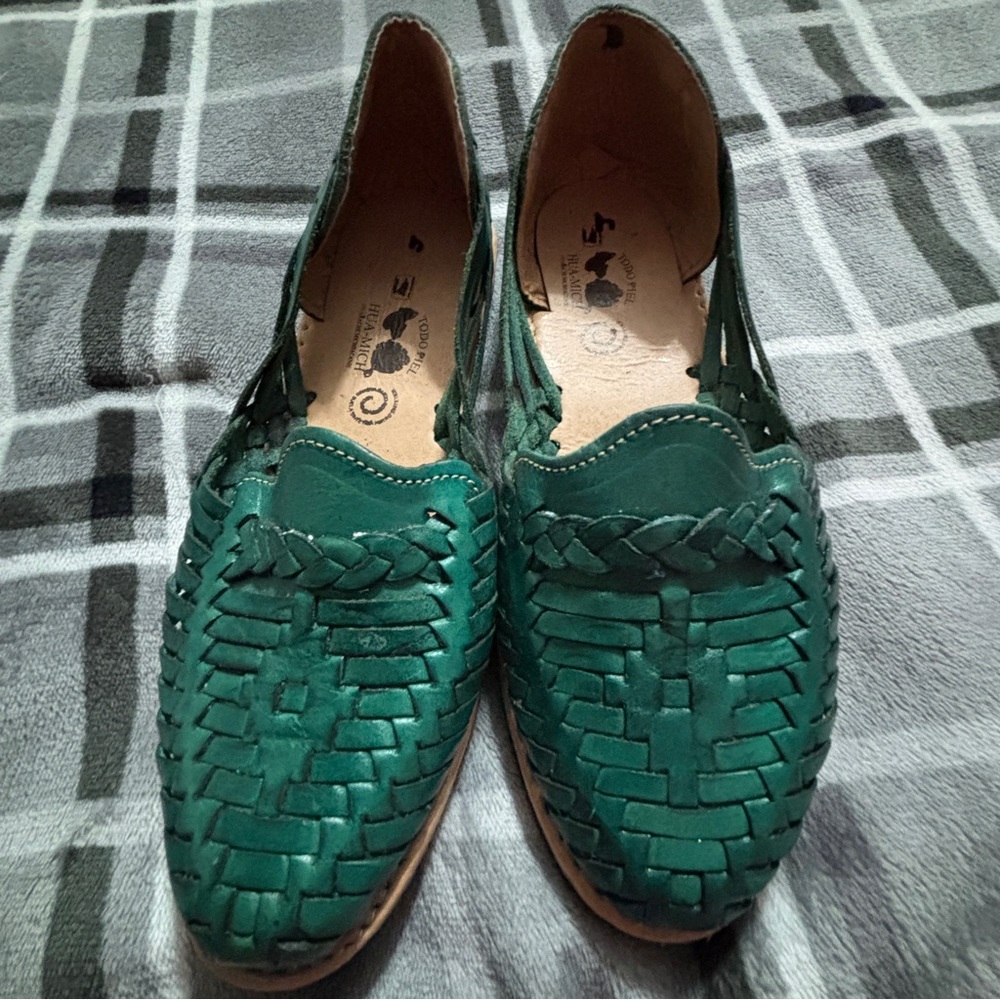 Rare Women's Leather Slip-On Huarache Mexican Sandals - Picture 16 of 16